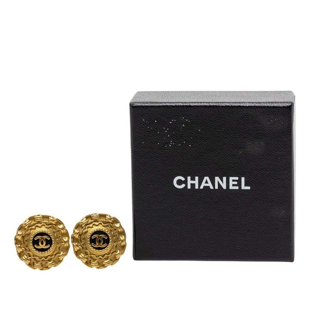 CHANEL Vintage Black Logo Earrings - Picture 4 of 4